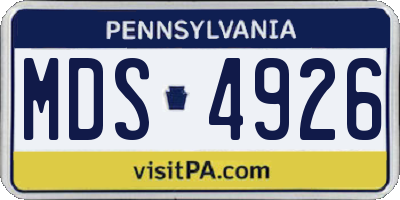 PA license plate MDS4926