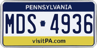 PA license plate MDS4936