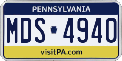 PA license plate MDS4940