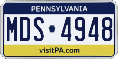 PA license plate MDS4948