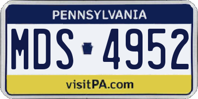 PA license plate MDS4952