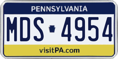 PA license plate MDS4954