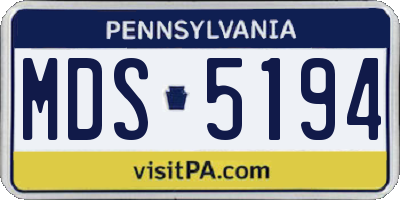 PA license plate MDS5194