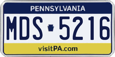 PA license plate MDS5216