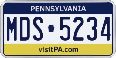 PA license plate MDS5234
