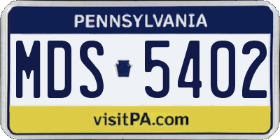 PA license plate MDS5402