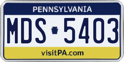 PA license plate MDS5403