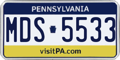 PA license plate MDS5533