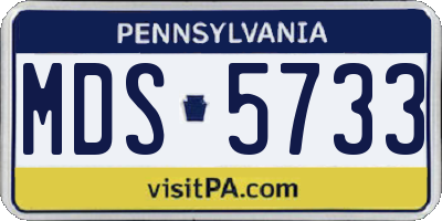 PA license plate MDS5733
