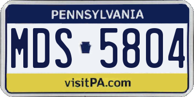 PA license plate MDS5804