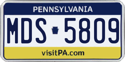 PA license plate MDS5809