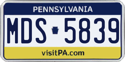 PA license plate MDS5839