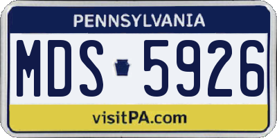 PA license plate MDS5926