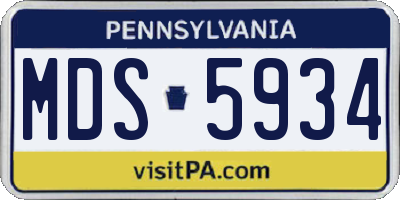 PA license plate MDS5934
