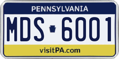 PA license plate MDS6001