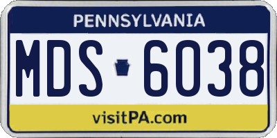 PA license plate MDS6038