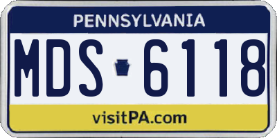 PA license plate MDS6118