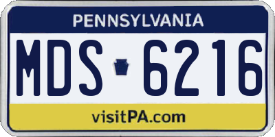 PA license plate MDS6216