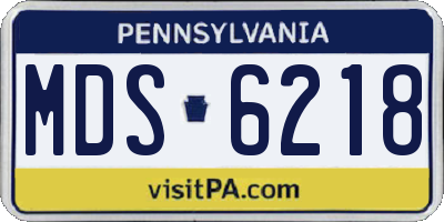 PA license plate MDS6218