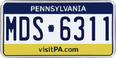 PA license plate MDS6311