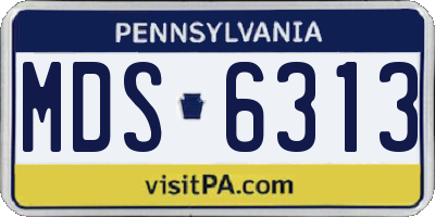 PA license plate MDS6313