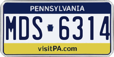 PA license plate MDS6314