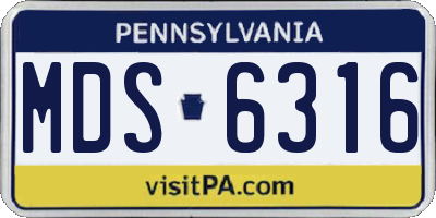PA license plate MDS6316