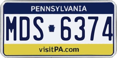 PA license plate MDS6374
