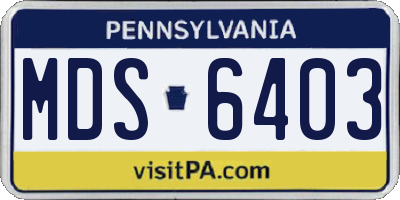 PA license plate MDS6403