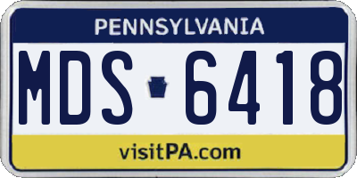 PA license plate MDS6418