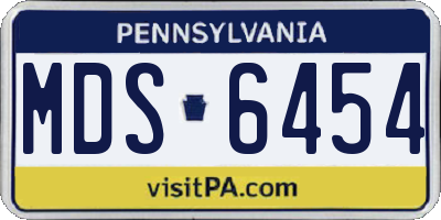 PA license plate MDS6454
