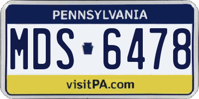 PA license plate MDS6478
