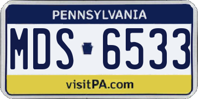 PA license plate MDS6533