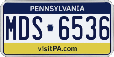 PA license plate MDS6536