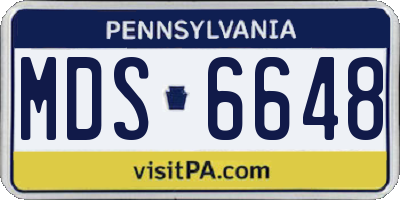PA license plate MDS6648