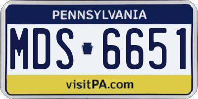 PA license plate MDS6651