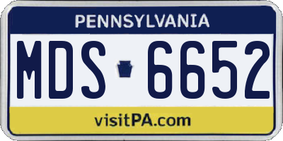 PA license plate MDS6652