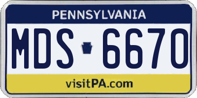 PA license plate MDS6670