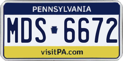 PA license plate MDS6672