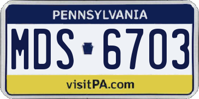 PA license plate MDS6703