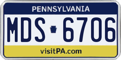PA license plate MDS6706
