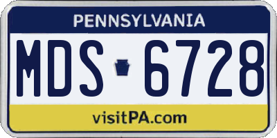 PA license plate MDS6728
