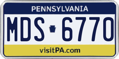 PA license plate MDS6770