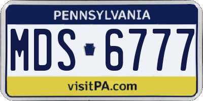 PA license plate MDS6777