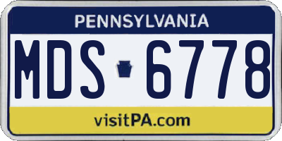 PA license plate MDS6778