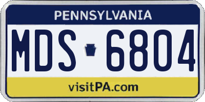 PA license plate MDS6804