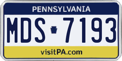 PA license plate MDS7193