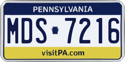 PA license plate MDS7216