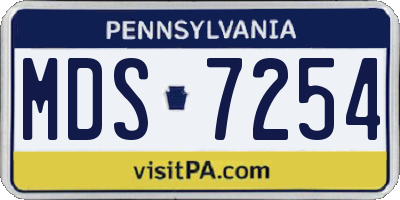 PA license plate MDS7254