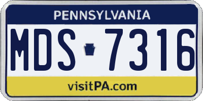 PA license plate MDS7316